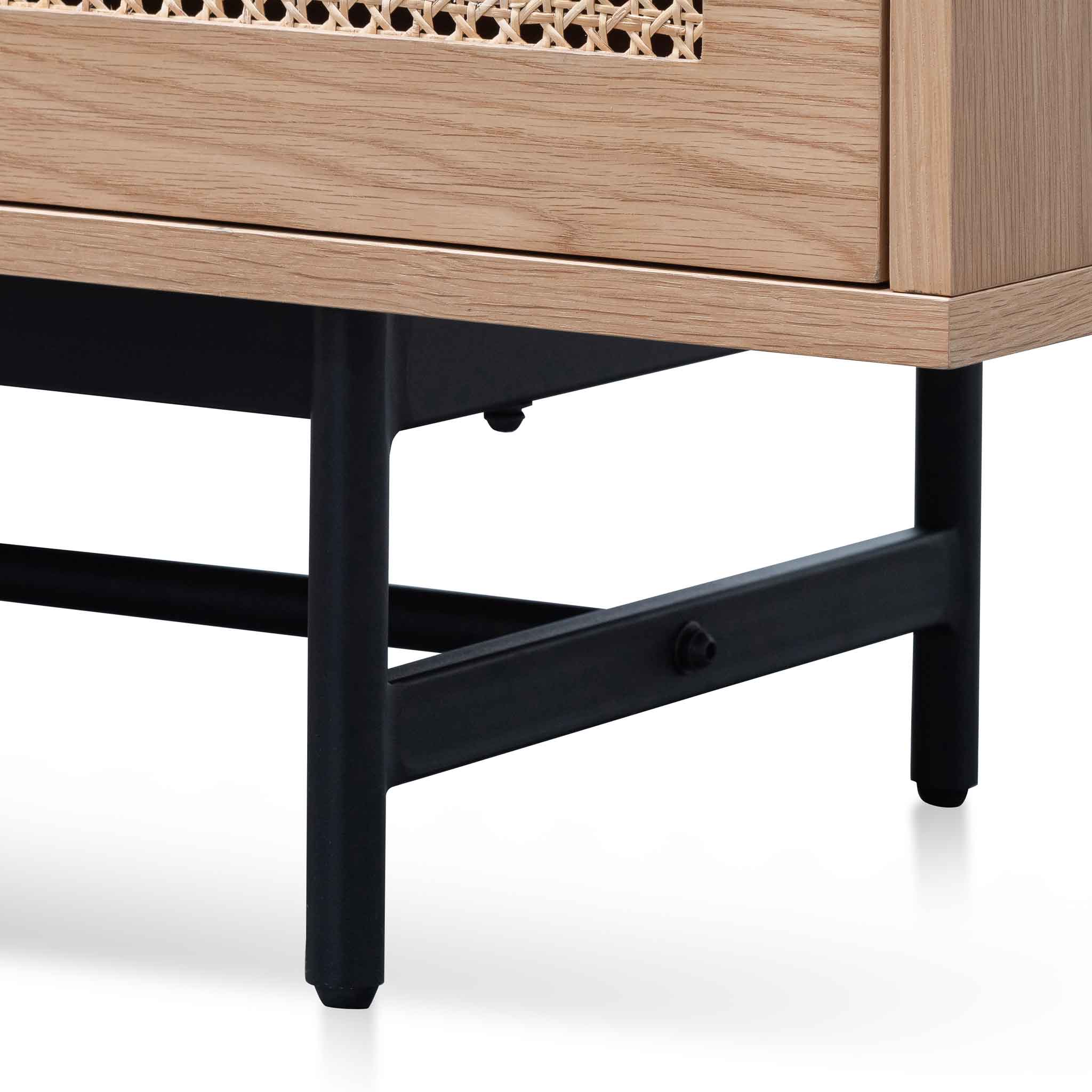 2m Natural Oak Palermo TV Entertainment Unit - Rattan Doors