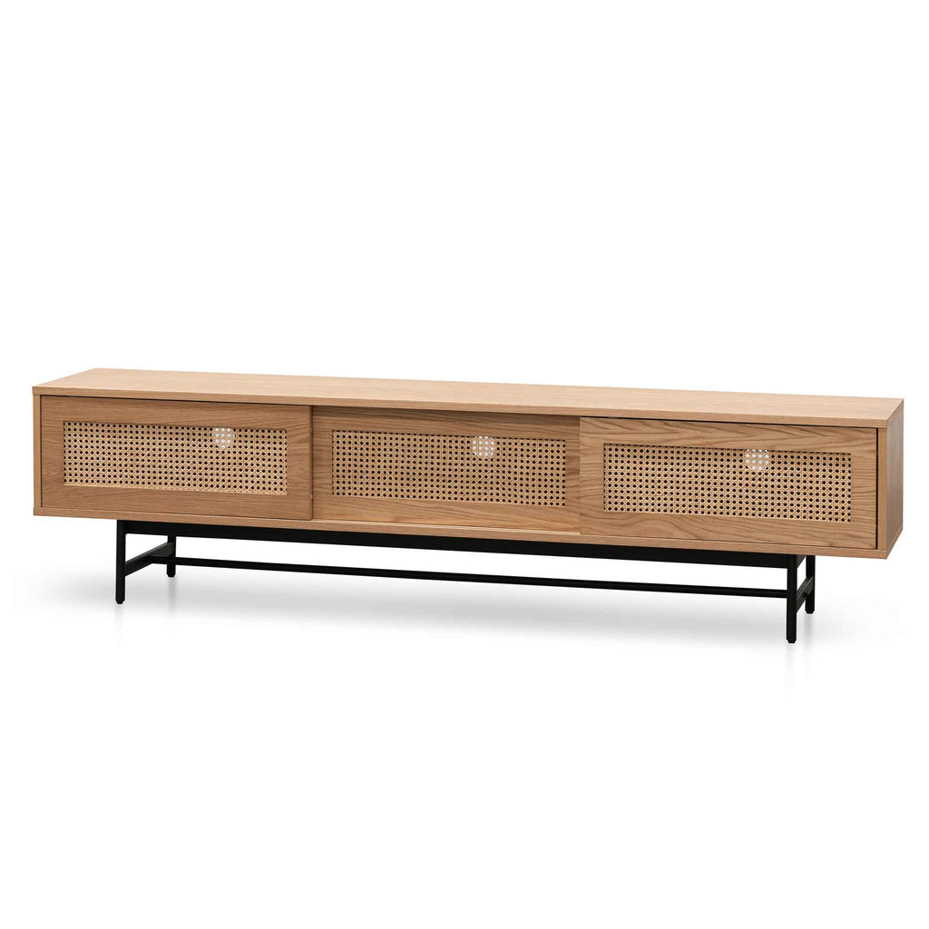 2m Natural Oak Palermo TV Entertainment Unit - Rattan Doors