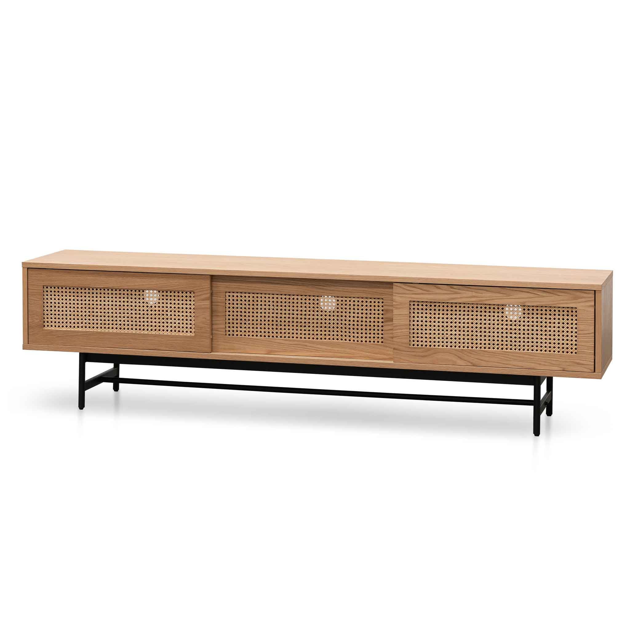 2m Natural Oak Palermo TV Entertainment Unit - Rattan Doors