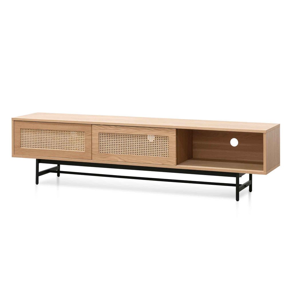 2m Natural Oak Palermo TV Entertainment Unit - Rattan Doors