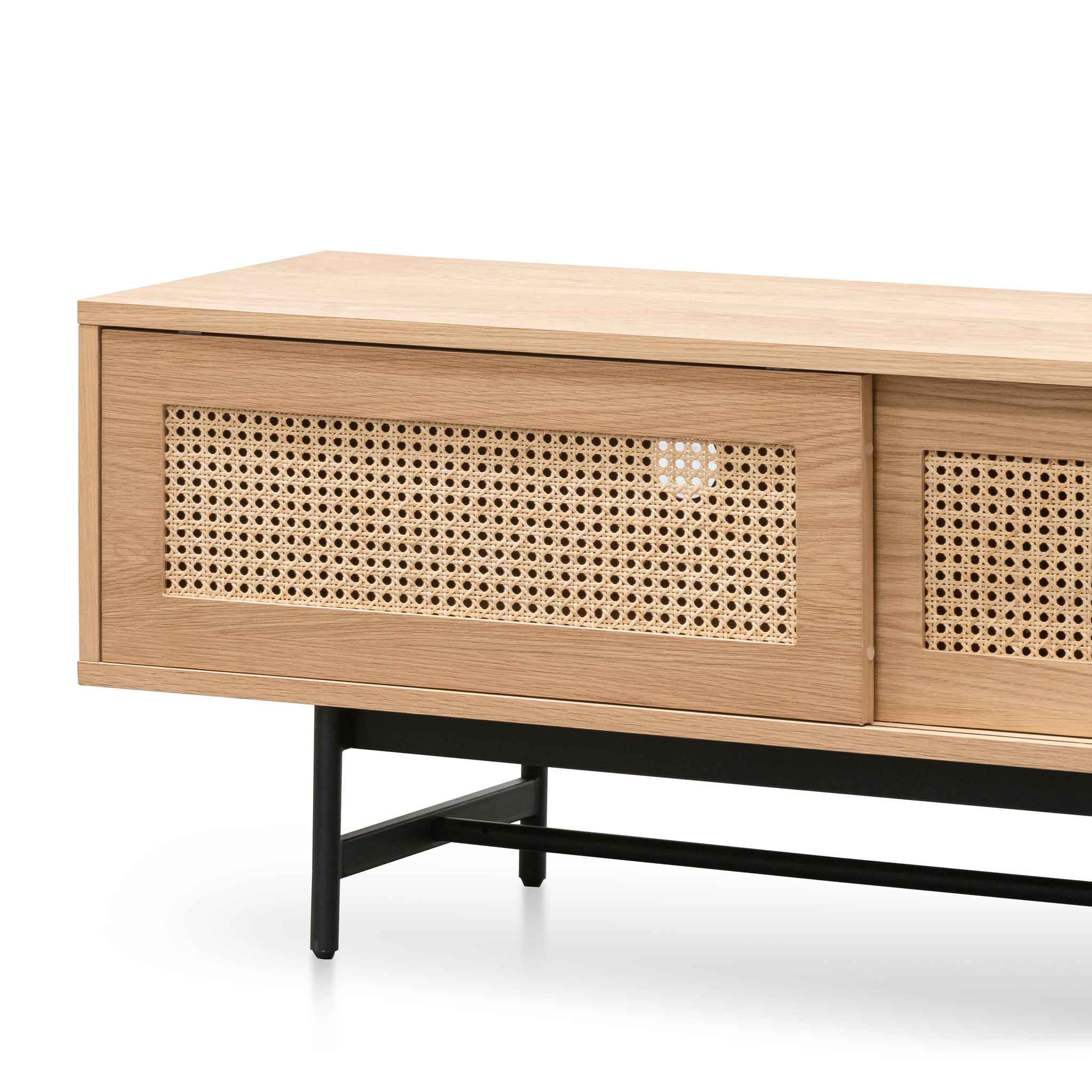 2m Natural Oak Palermo TV Entertainment Unit - Rattan Doors