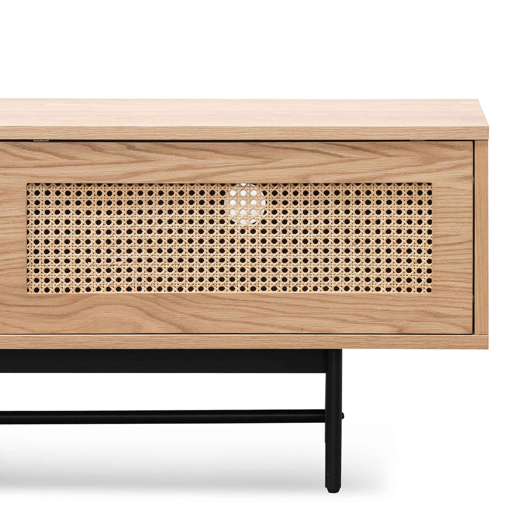 2m Natural Oak Palermo TV Entertainment Unit - Rattan Doors