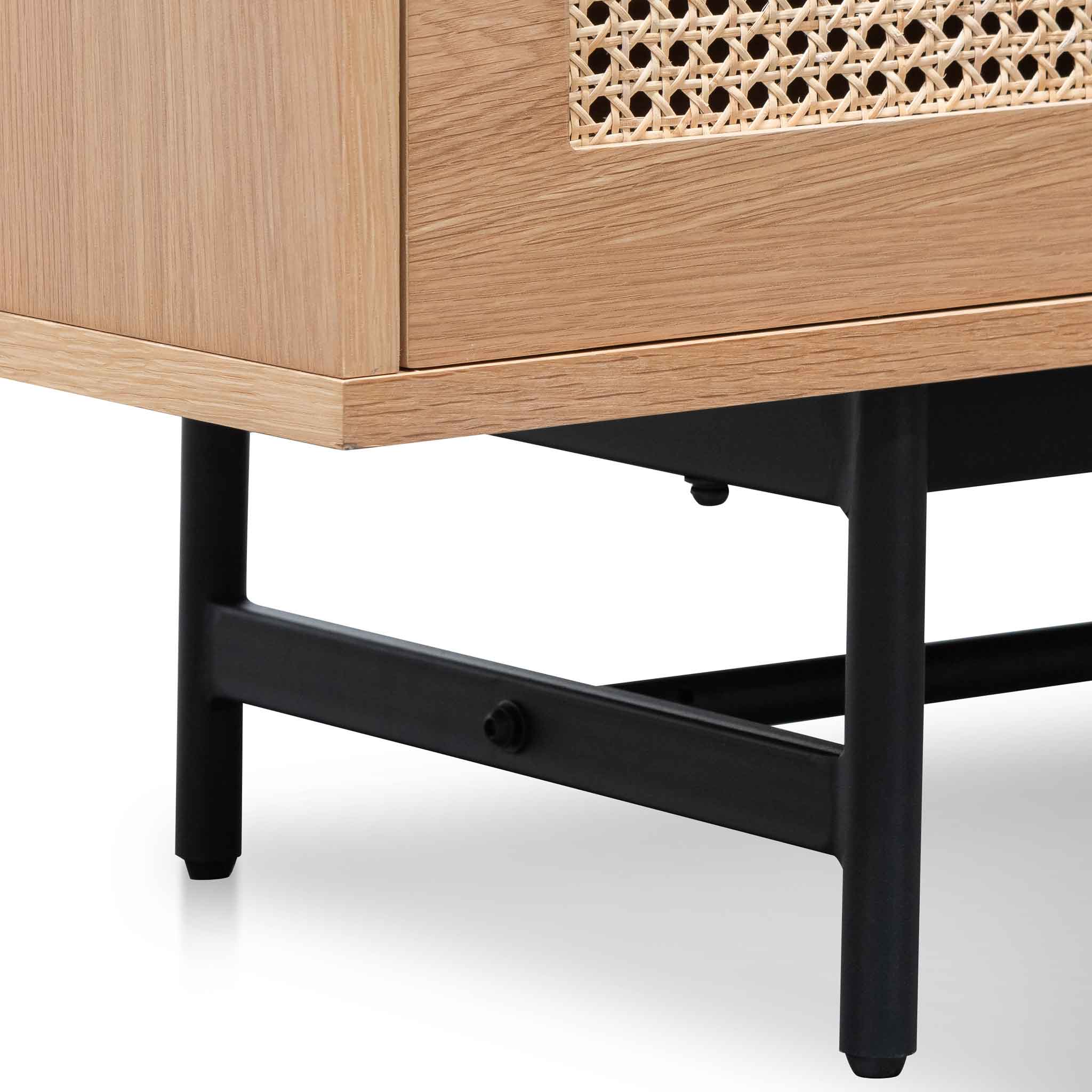 2m Natural Oak Palermo TV Entertainment Unit - Rattan Doors