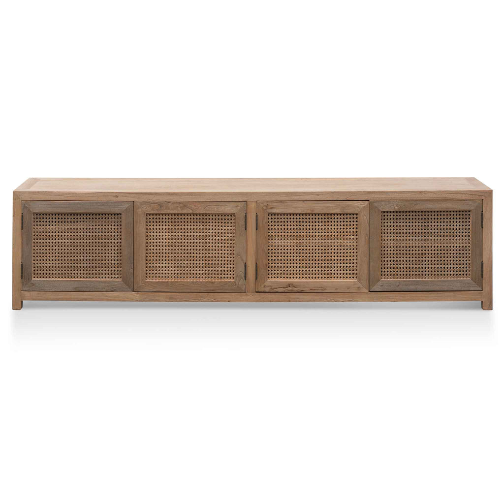 2m Palermo TV Entertainment Unit - Natural with Rattan Doors