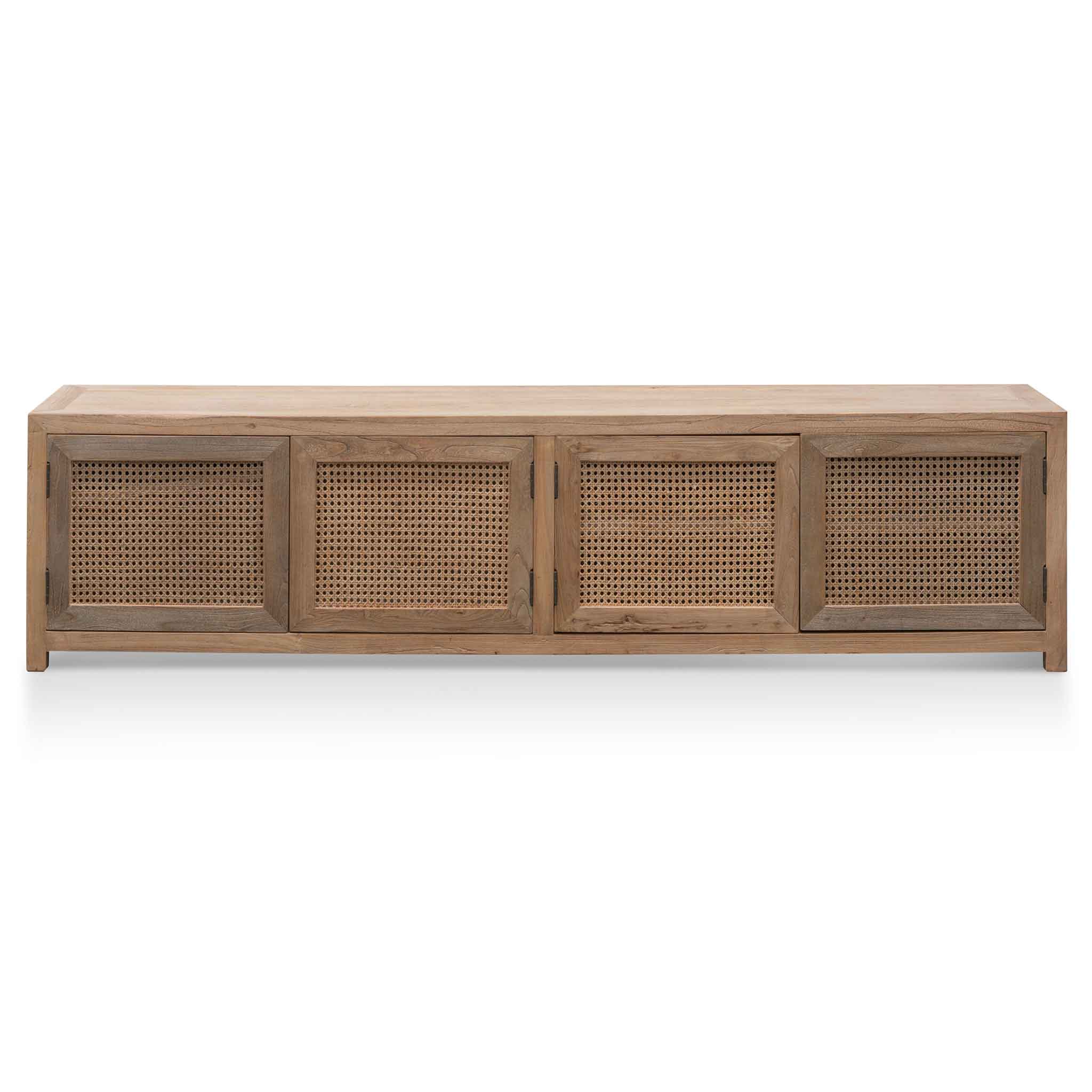 2m Palermo TV Entertainment Unit - Natural with Rattan Doors