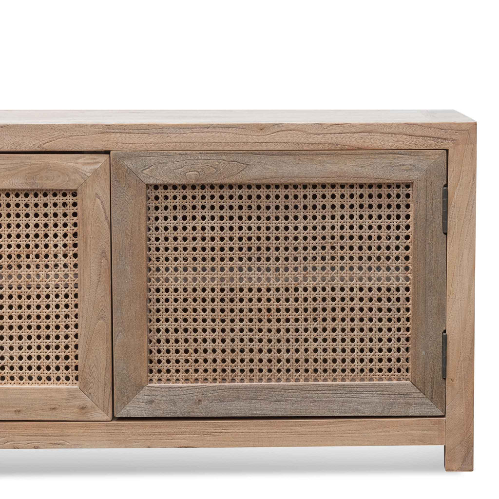 2m Palermo TV Entertainment Unit - Natural with Rattan Doors
