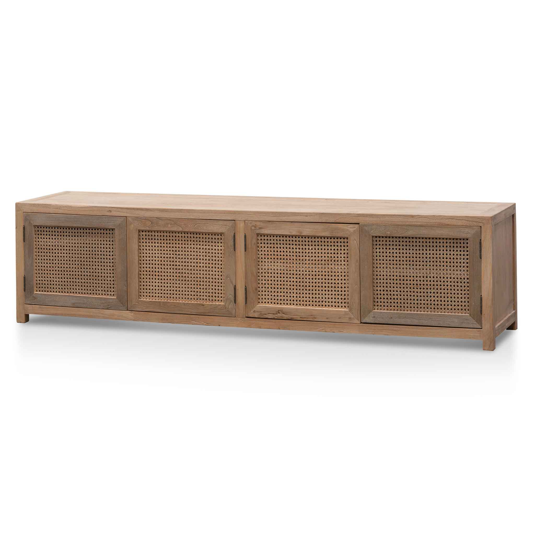 2m Palermo TV Entertainment Unit - Natural with Rattan Doors