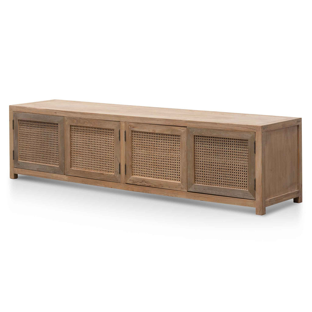 2m Palermo TV Entertainment Unit - Natural with Rattan Doors