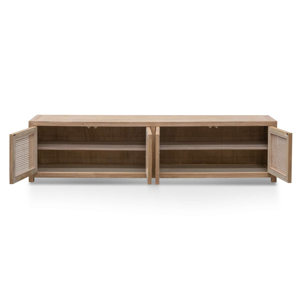 2m Palermo TV Entertainment Unit - Natural with Rattan Doors