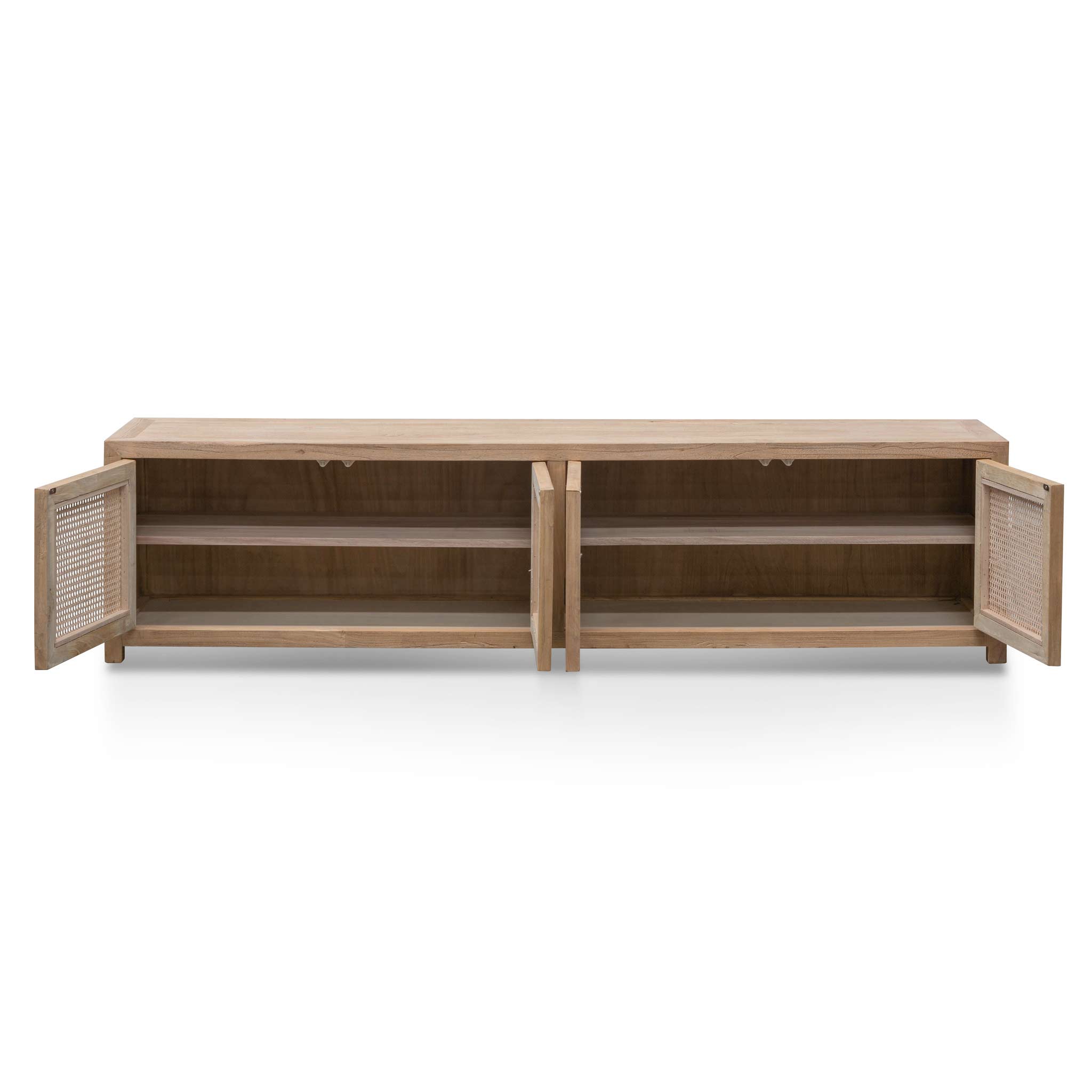 2m Palermo TV Entertainment Unit - Natural with Rattan Doors