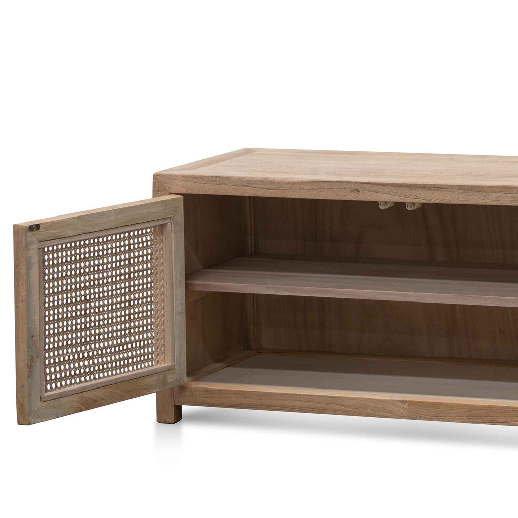 2m Palermo TV Entertainment Unit - Natural with Rattan Doors