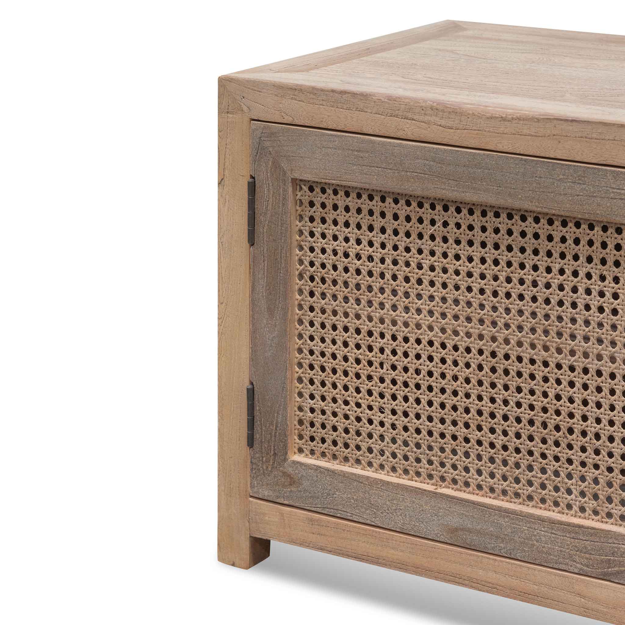 2m Palermo TV Entertainment Unit - Natural with Rattan Doors