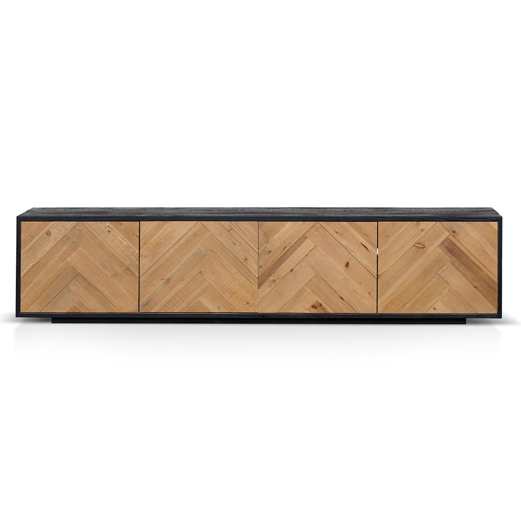 2.1m Wooden Palermo TV Entertainment Unit - Natural - Rustic Black