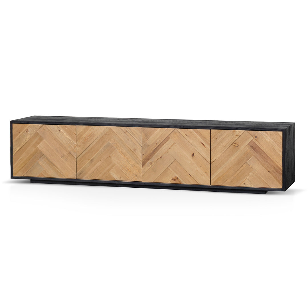2.1m Wooden Palermo TV Entertainment Unit - Natural - Rustic Black