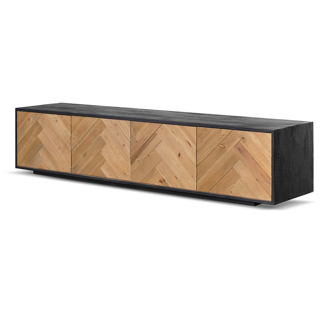 2.1m Wooden Palermo TV Entertainment Unit - Natural - Rustic Black