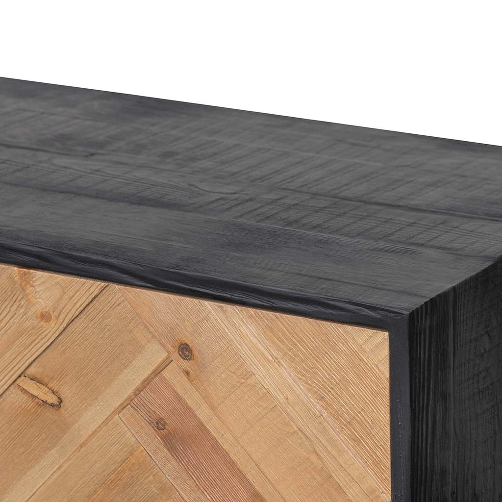2.1m Wooden Palermo TV Entertainment Unit - Natural - Rustic Black