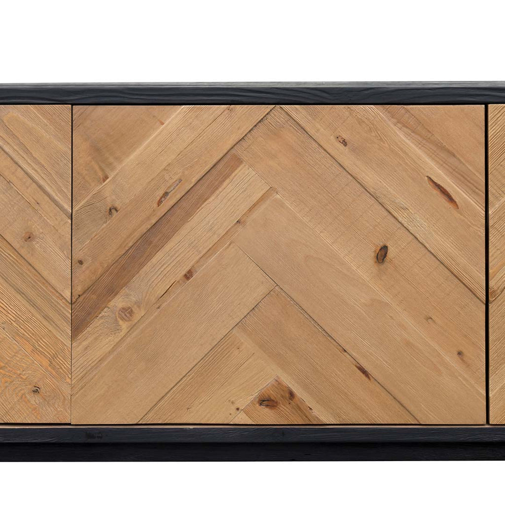 2.1m Wooden Palermo TV Entertainment Unit - Natural - Rustic Black