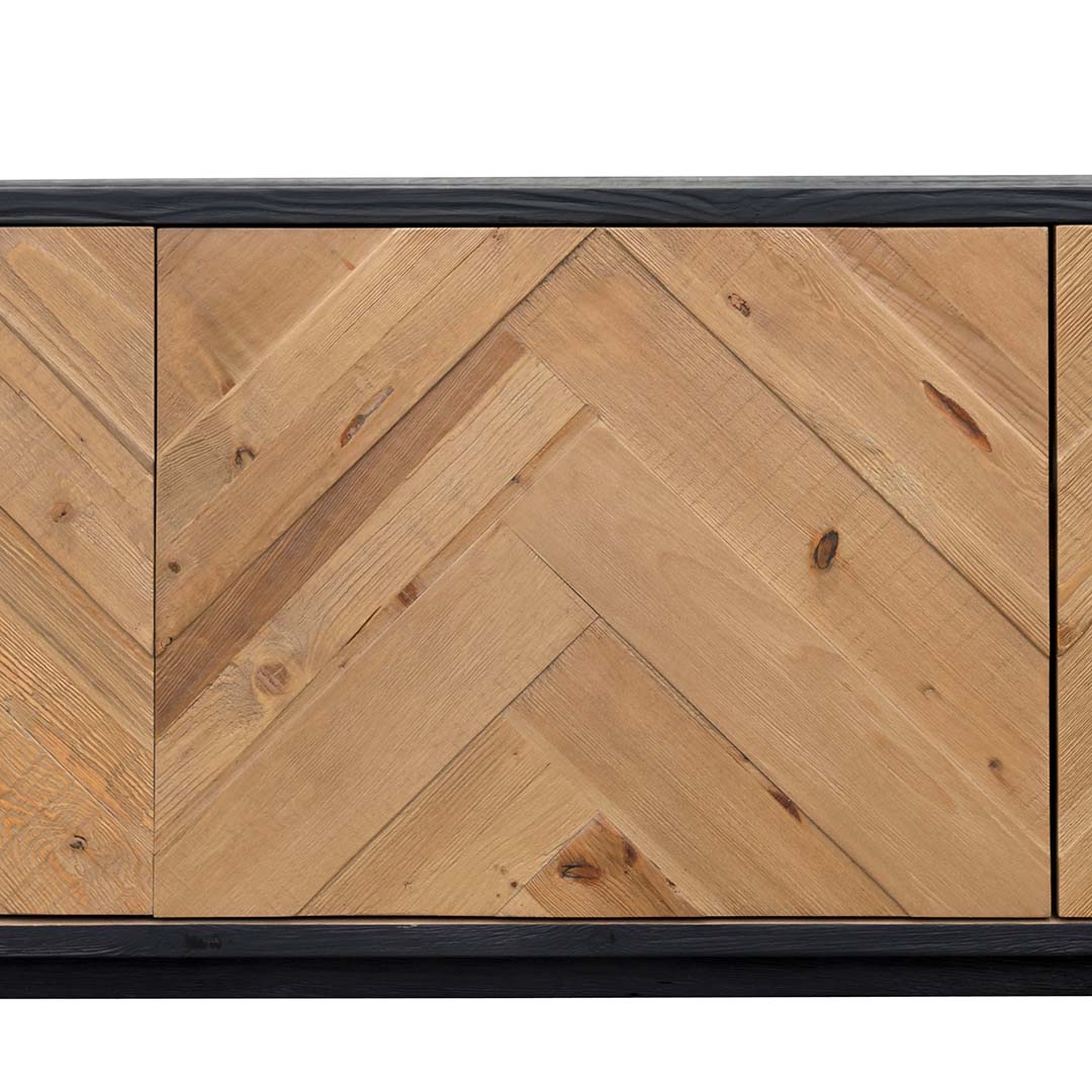 2.1m Wooden Palermo TV Entertainment Unit - Natural - Rustic Black
