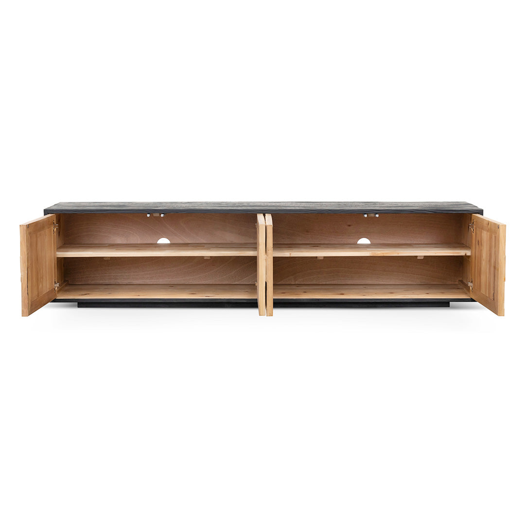 2.1m Wooden Palermo TV Entertainment Unit - Natural - Rustic Black