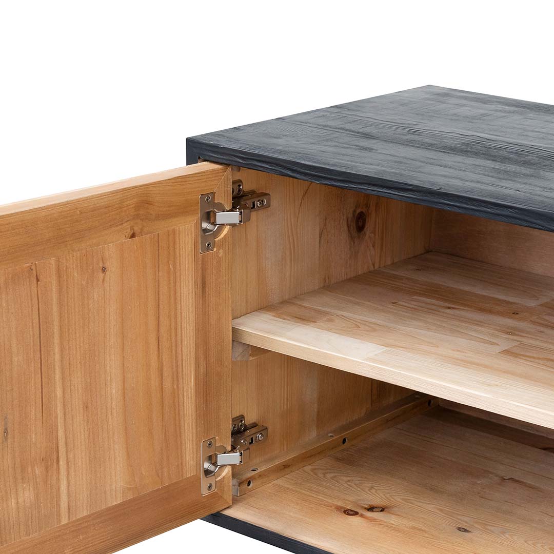 2.1m Wooden Palermo TV Entertainment Unit - Natural - Rustic Black