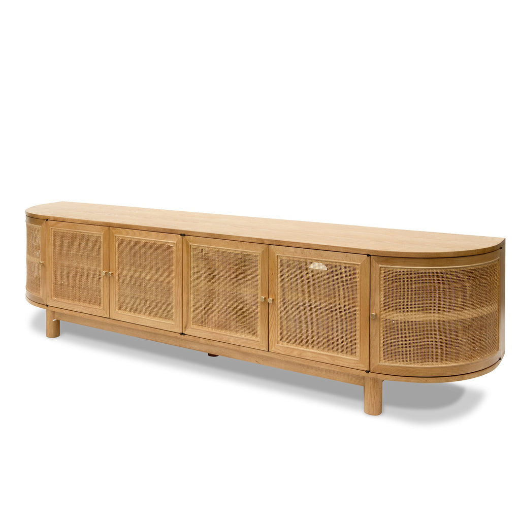 2.2m Rattan Doors Palermo TV Entertainment unit - Natural