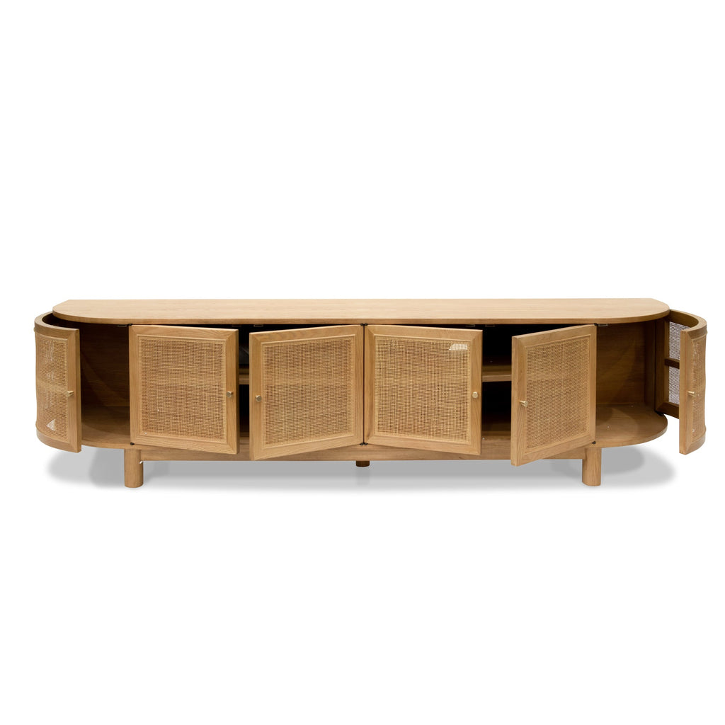 2.2m Rattan Doors Palermo TV Entertainment unit - Natural
