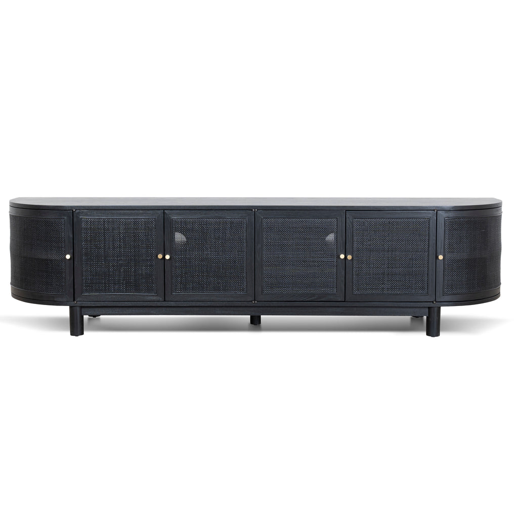 2.2m Rattan Doors Palermo TV Entertainment unit - Full Black