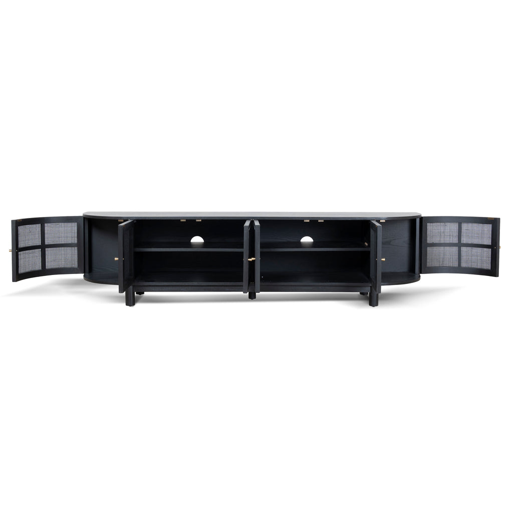 2.2m Rattan Doors Palermo TV Entertainment unit - Full Black