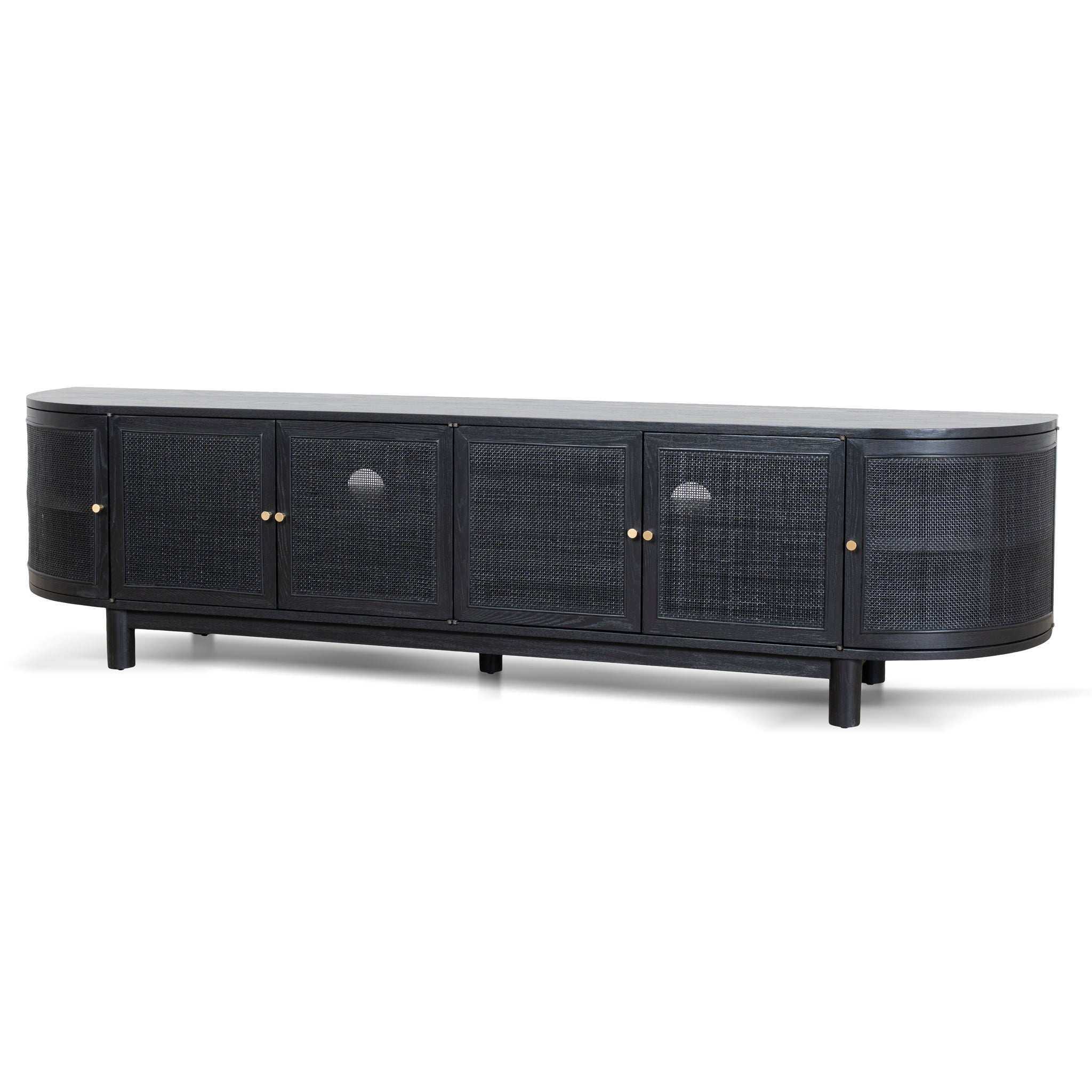 2.2m Rattan Doors Palermo TV Entertainment unit - Full Black
