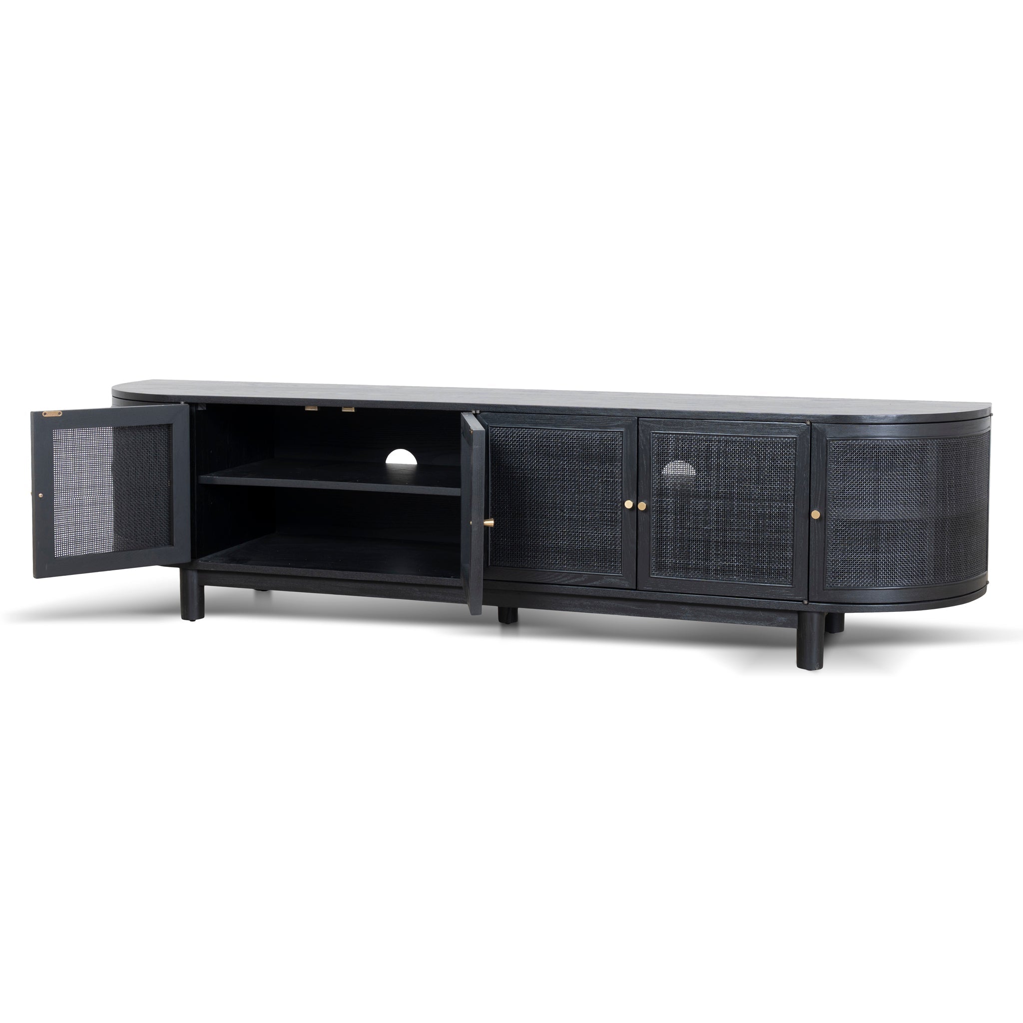 2.2m Rattan Doors Palermo TV Entertainment unit - Full Black