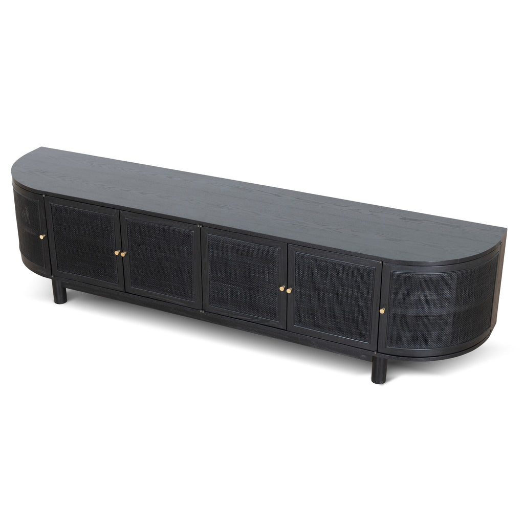 2.2m Rattan Doors Palermo TV Entertainment unit - Full Black