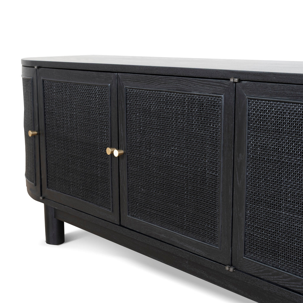 2.2m Rattan Doors Palermo TV Entertainment unit - Full Black