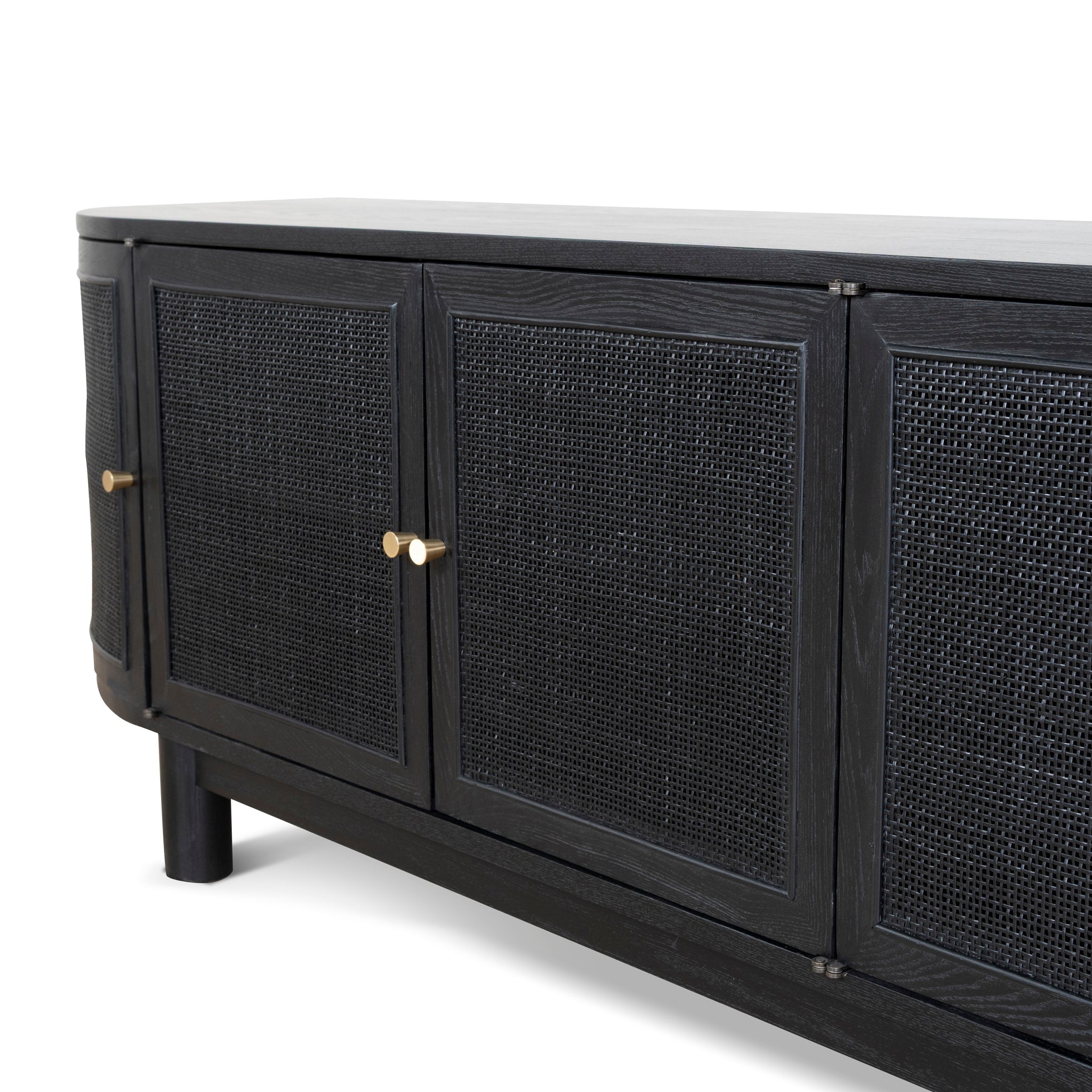 2.2m Rattan Doors Palermo TV Entertainment unit - Full Black