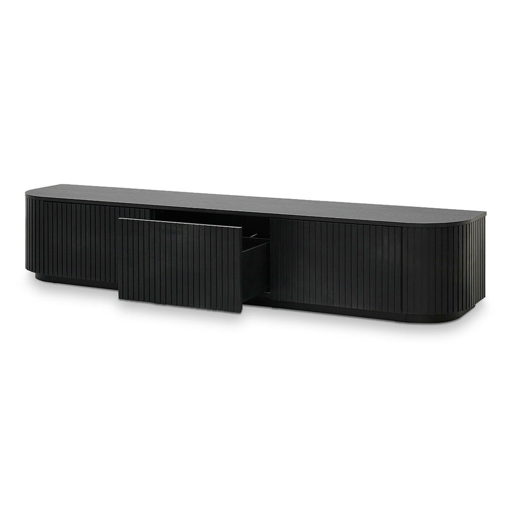 2.4m TV Unit - Full Black Oak