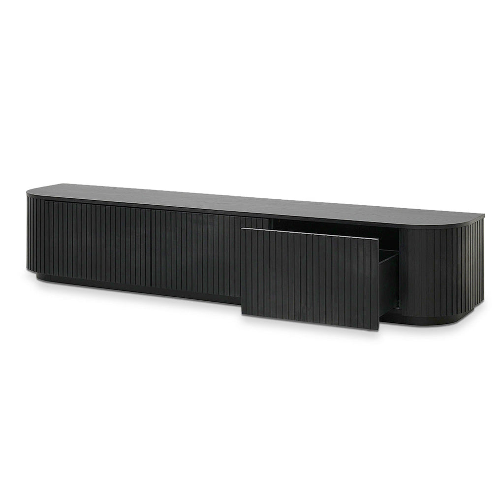 2.4m TV Unit - Full Black Oak