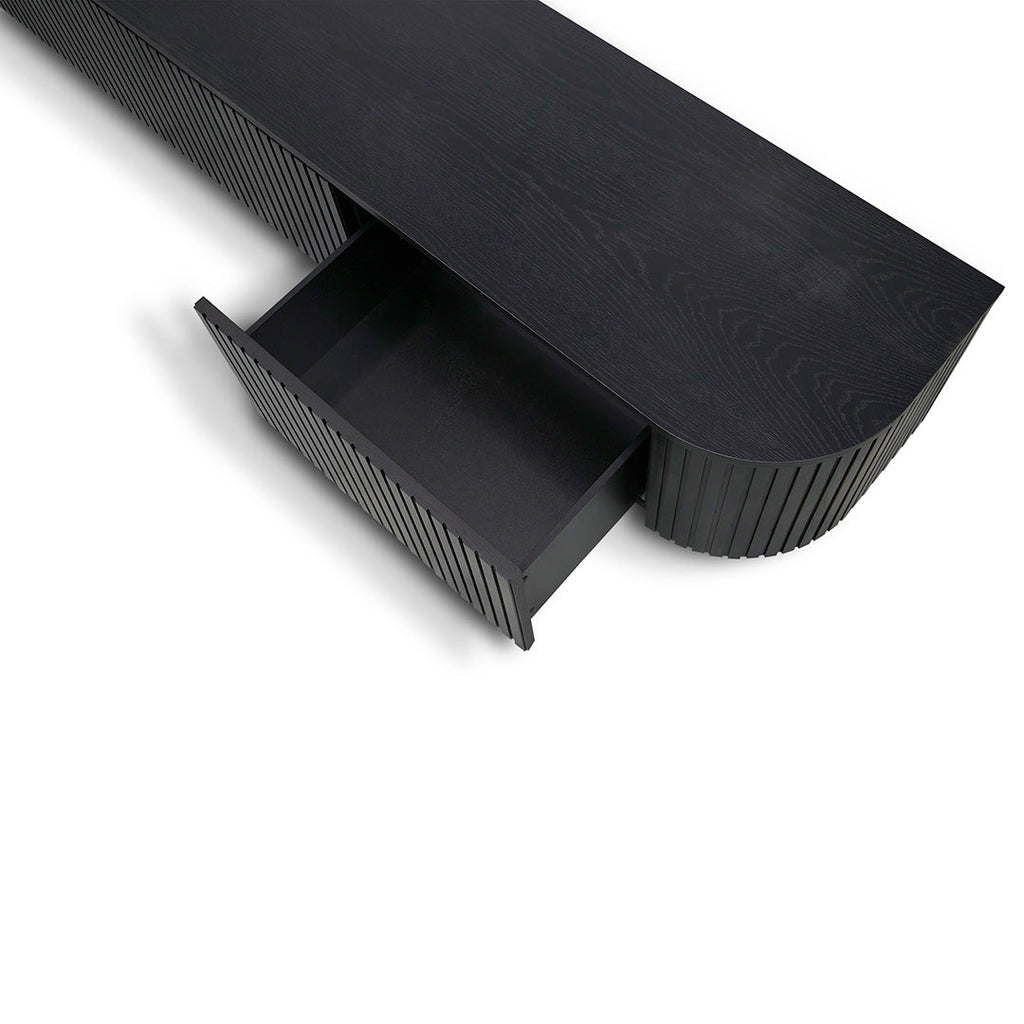 2.4m TV Unit - Full Black Oak