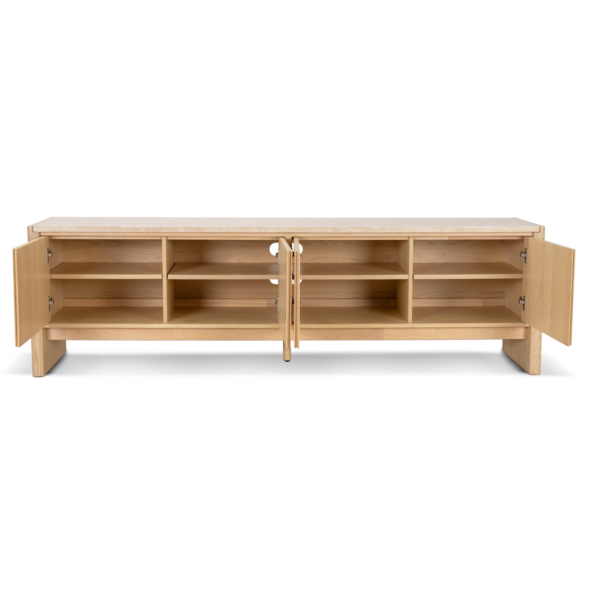 2.1m Travertine Top Palermo TV Entertainment Unit - Creme Ash