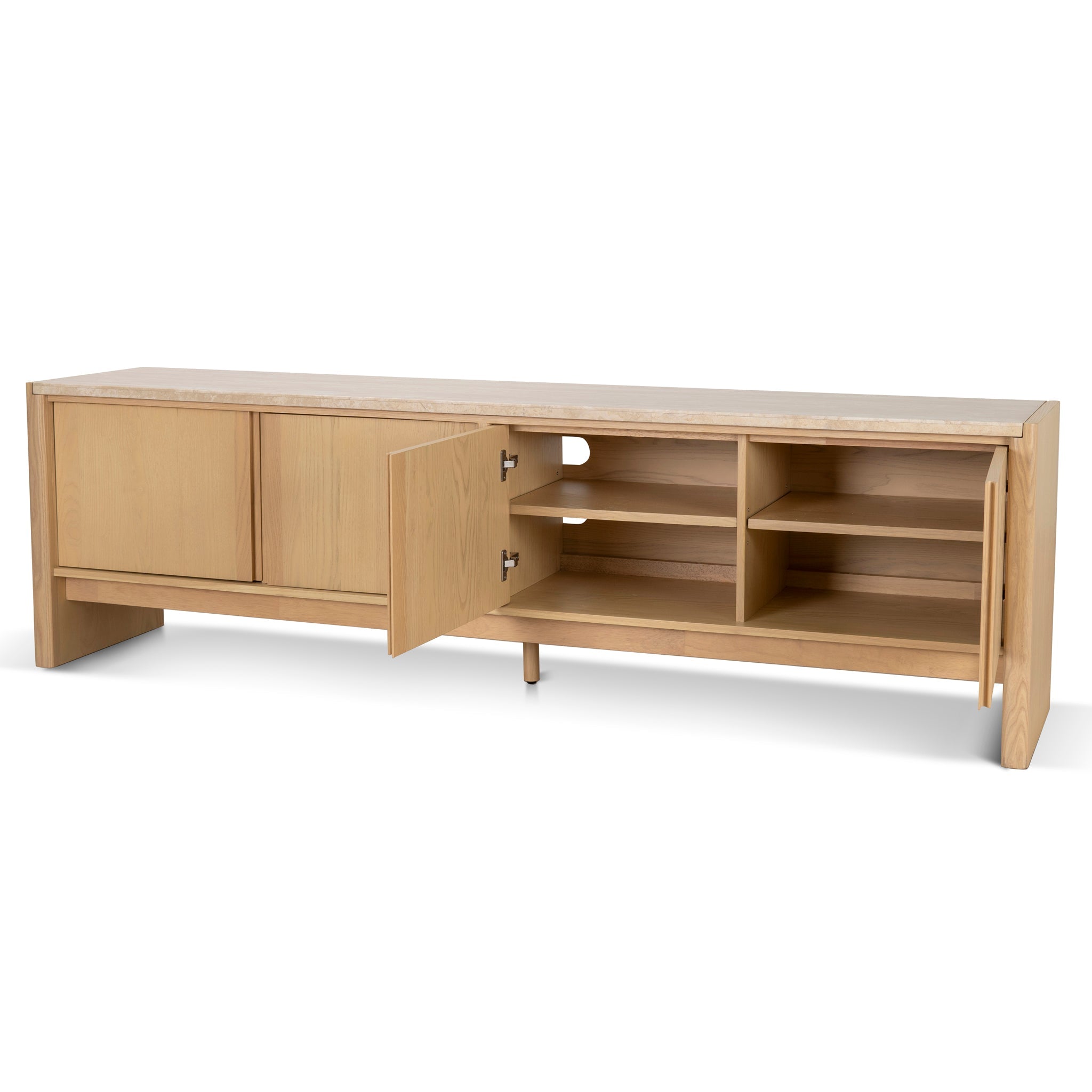 2.1m Travertine Top Palermo TV Entertainment Unit - Creme Ash