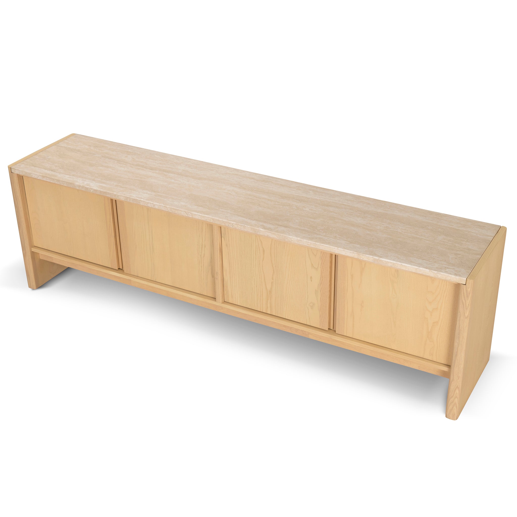 2.1m Travertine Top Palermo TV Entertainment Unit - Creme Ash