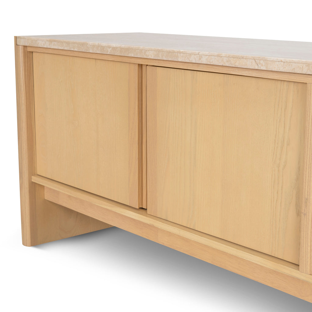 2.1m Travertine Top Palermo TV Entertainment Unit - Creme Ash