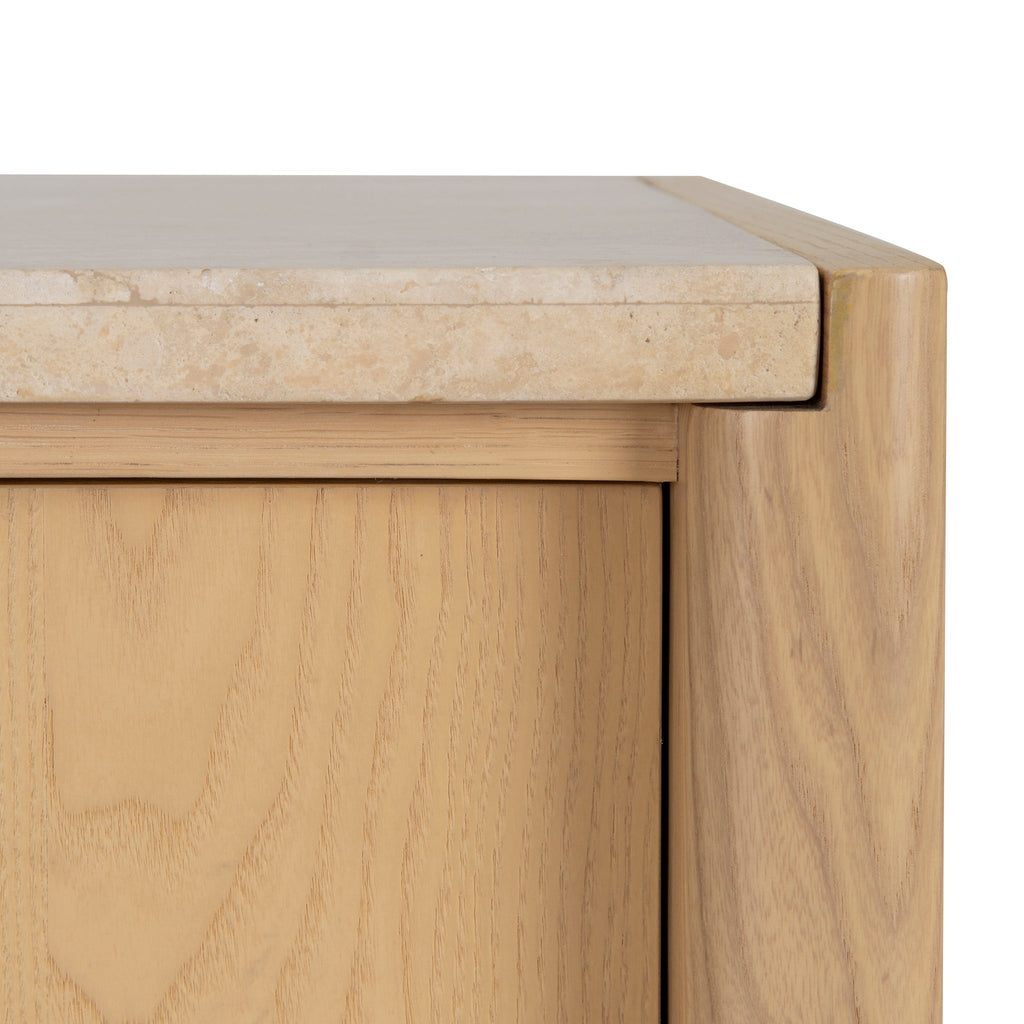 2.1m Travertine Top Palermo TV Entertainment Unit - Creme Ash