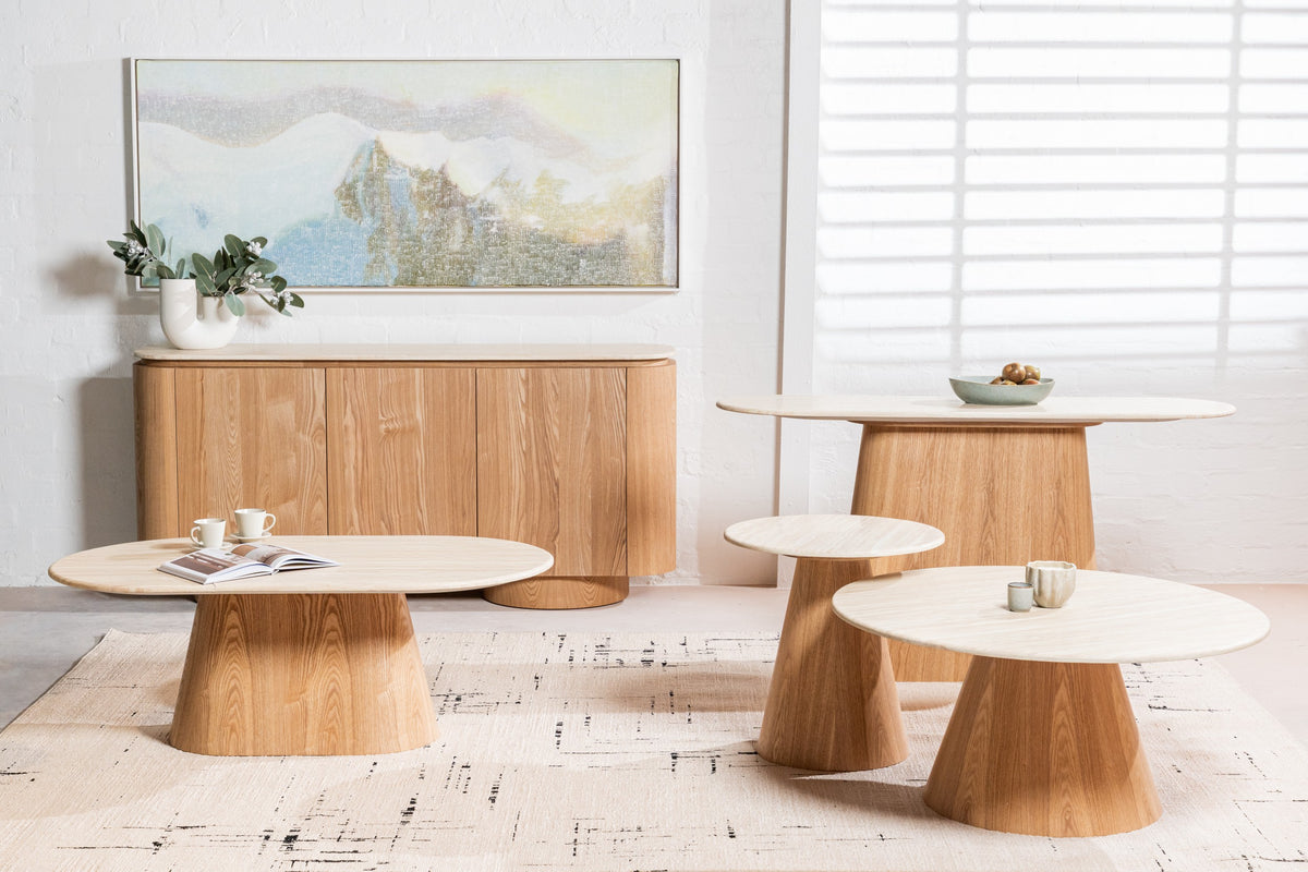 Wavessa Console Table White Travertine