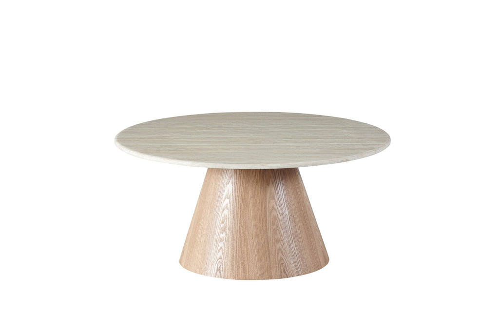 Wavessa Round Coffee Table White Travertine