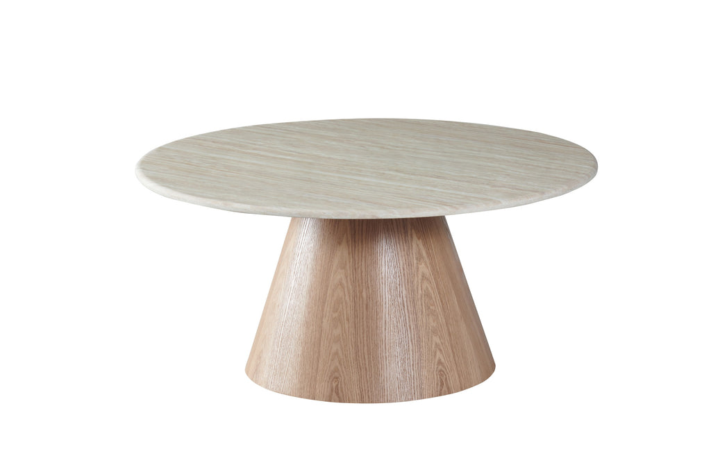 Wavessa Round Coffee Table White Travertine
