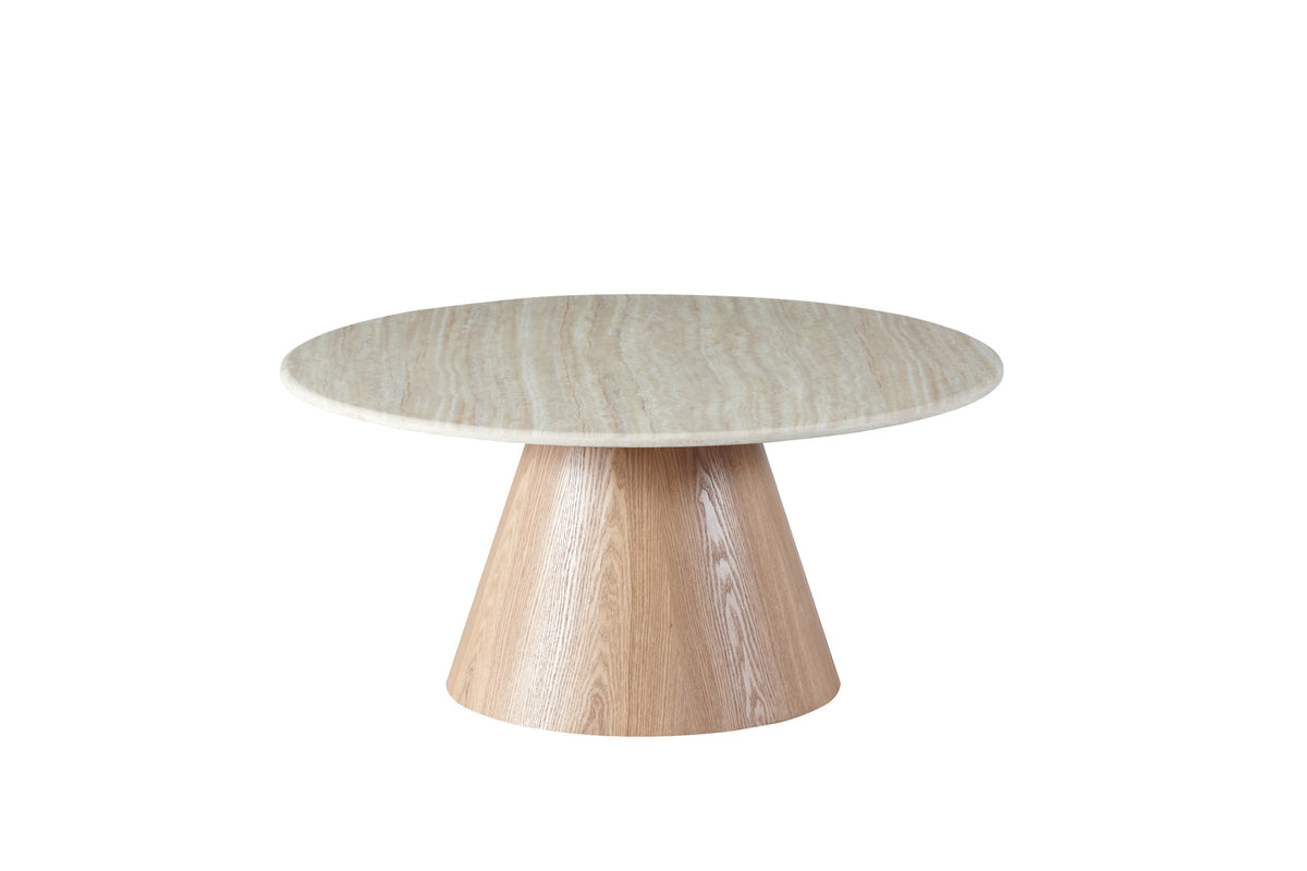 Wavessa Round Coffee Table White Travertine