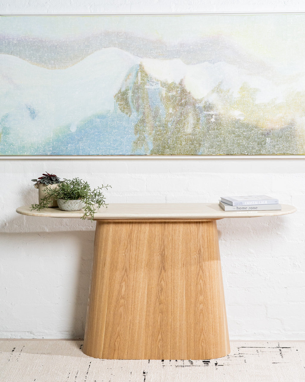 Varello Console Table White Travertine