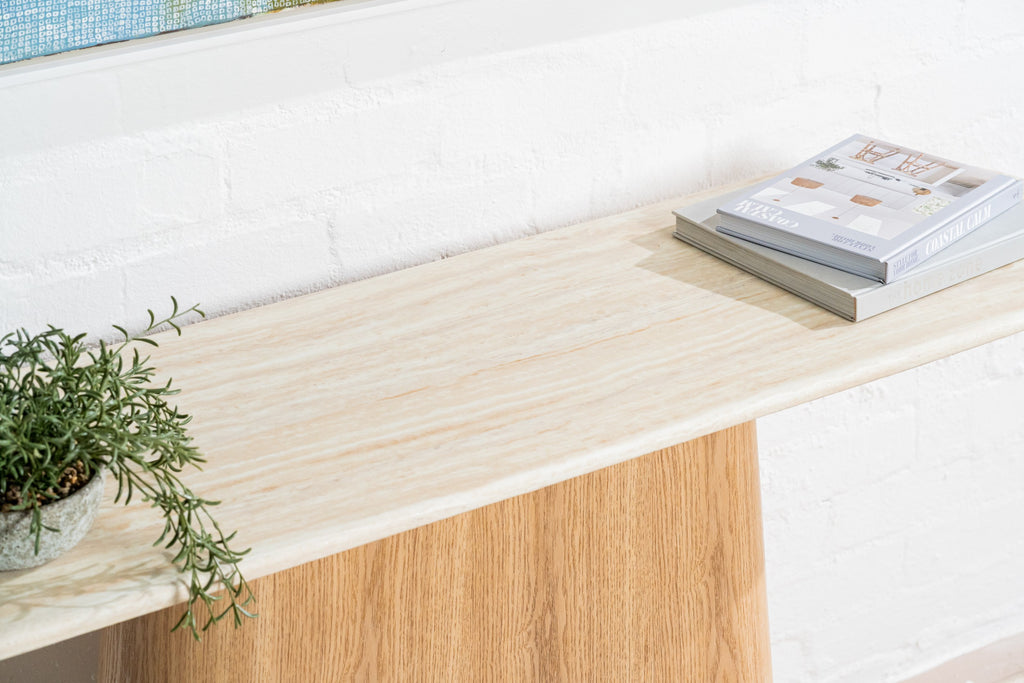 Varello Console Table White Travertine