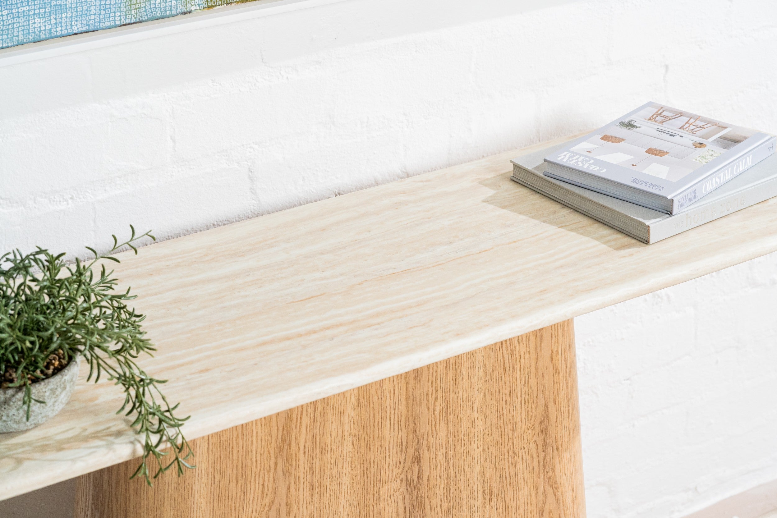Varello Console Table White Travertine