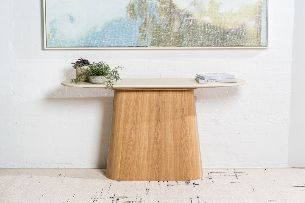 Varello Console Table White Travertine