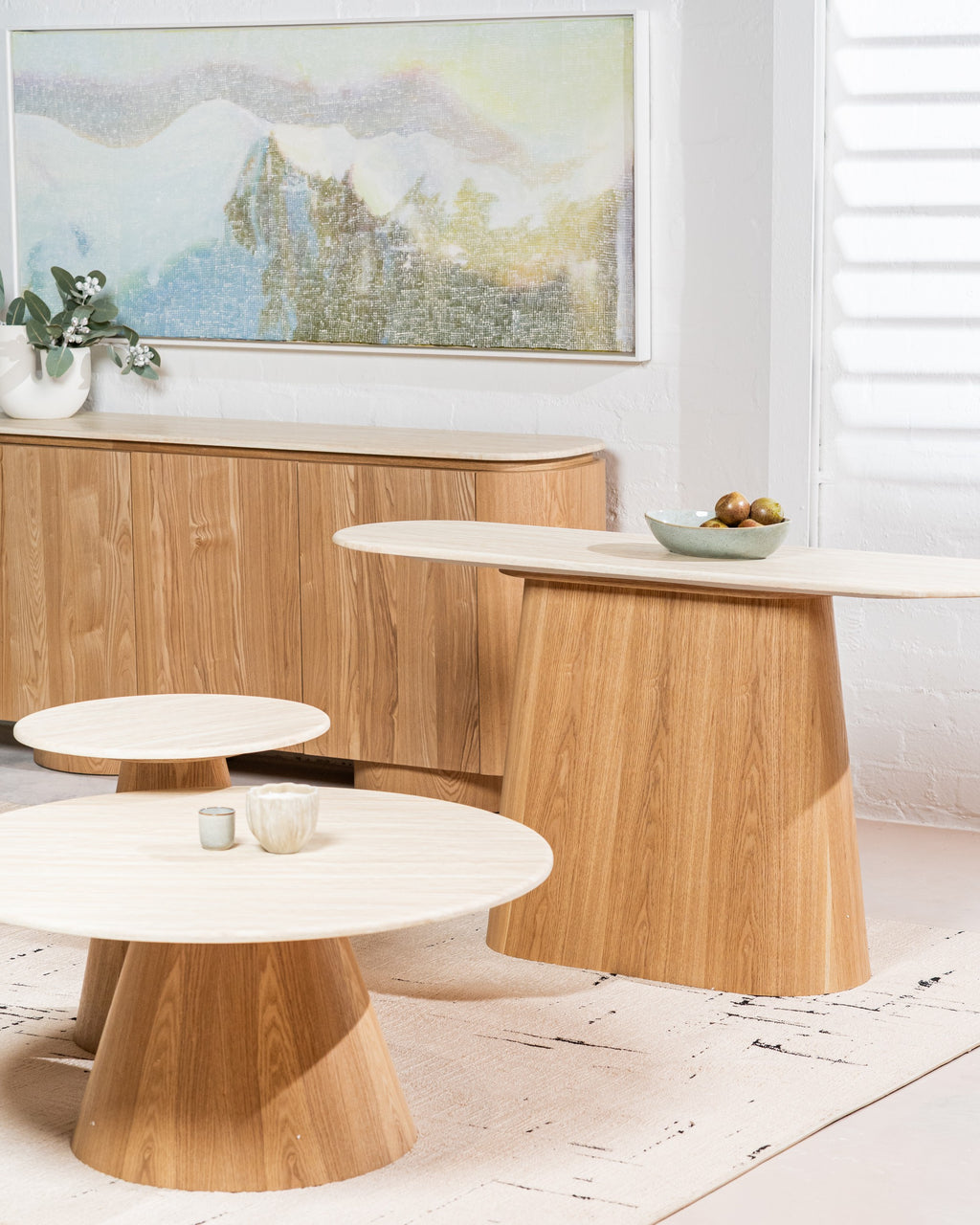 Wavessa Console Table White Travertine